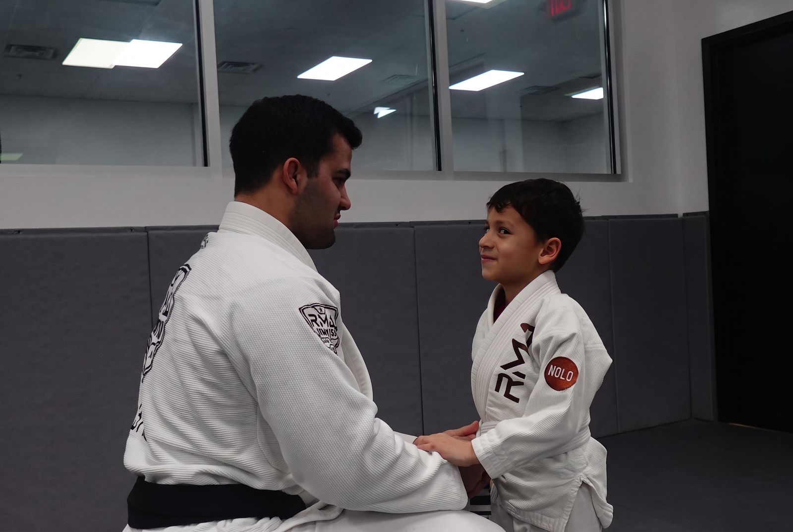 Young children in a Mighty Mites kids Brazilian Jiu-Jitsu class at RMA in Nolensville, TN